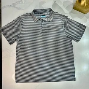 PGA Tour Black and White Striped Polo Shirt